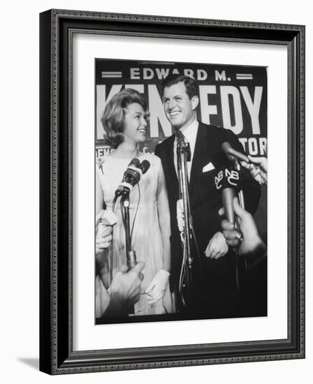 Edward M. Kennedy and Wife During Campaign for Election in Senate Primary-Carl Mydans-Framed Photographic Print