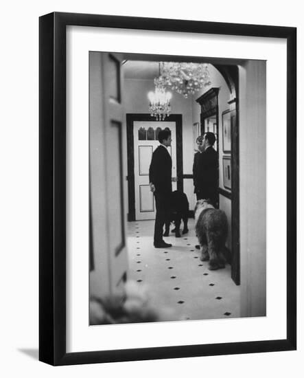 Edward M. Kennedy, Robert F. Kennedy, and Theodore Sorensen Talking at Hickory Hill-null-Framed Photographic Print