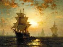 Segelschiffe Bei Sonnenuntergang-Edward Moran-Giclee Print