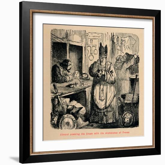 'Edward pawning the Crown with the Archbishop of Treves', c1860, (c1860)-John Leech-Framed Giclee Print