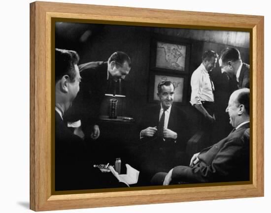 Edward R. Murrow at Us Information Service, Talking with Un Amb. Adlai E. Stevenson-Ed Clark-Framed Premier Image Canvas