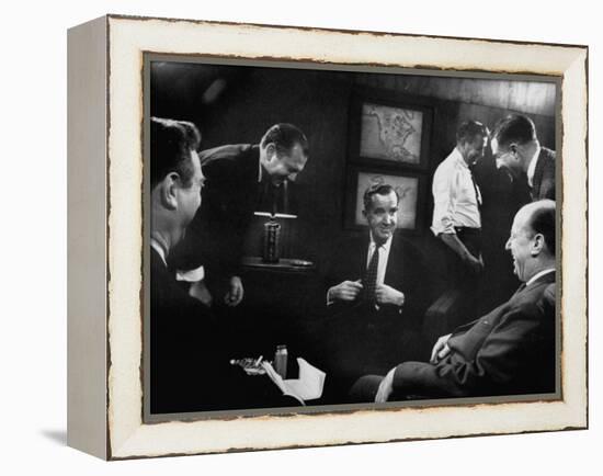 Edward R. Murrow at Us Information Service, Talking with Un Amb. Adlai E. Stevenson-Ed Clark-Framed Premier Image Canvas