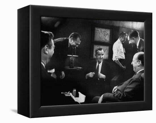 Edward R. Murrow at Us Information Service, Talking with Un Amb. Adlai E. Stevenson-Ed Clark-Framed Premier Image Canvas