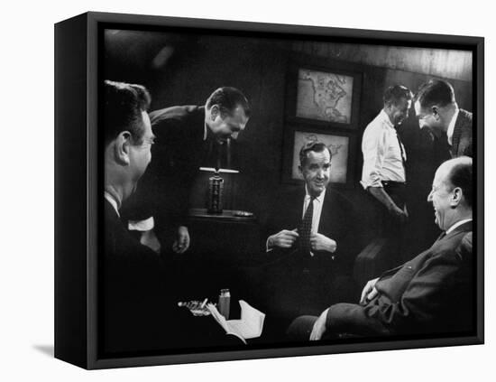 Edward R. Murrow at Us Information Service, Talking with Un Amb. Adlai E. Stevenson-Ed Clark-Framed Premier Image Canvas