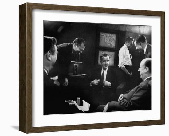 Edward R. Murrow at Us Information Service, Talking with Un Amb. Adlai E. Stevenson-Ed Clark-Framed Photographic Print