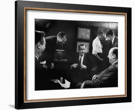 Edward R. Murrow at Us Information Service, Talking with Un Amb. Adlai E. Stevenson-Ed Clark-Framed Photographic Print