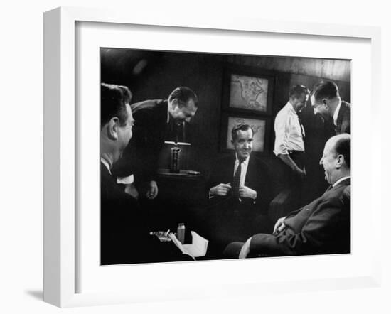 Edward R. Murrow at Us Information Service, Talking with Un Amb. Adlai E. Stevenson-Ed Clark-Framed Photographic Print