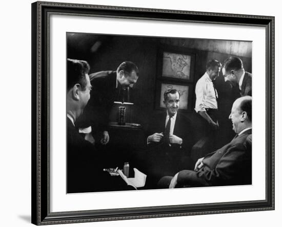 Edward R. Murrow at Us Information Service, Talking with Un Amb. Adlai E. Stevenson-Ed Clark-Framed Photographic Print