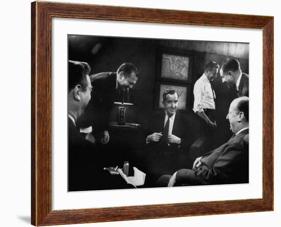 Edward R. Murrow at Us Information Service, Talking with Un Amb. Adlai E. Stevenson-Ed Clark-Framed Photographic Print