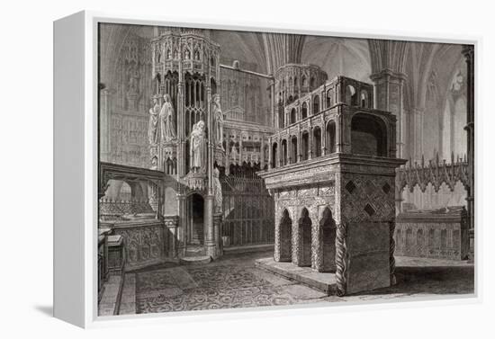 Edward the Confessor's Mausoleum, in the King's Chapel, Westminster Abbey, London, C1818-John Le Keux-Framed Premier Image Canvas