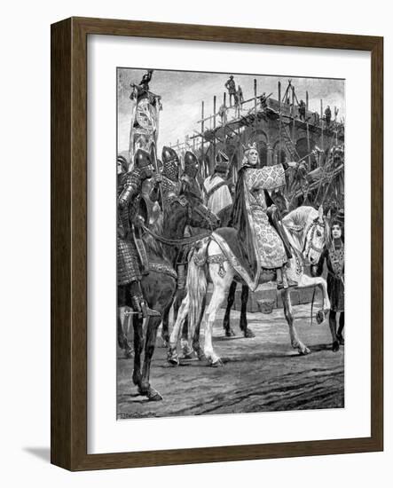 Edward the Confessor Watching the Building of Westminster Abbey, C1050-Richard Caton Woodville II-Framed Giclee Print