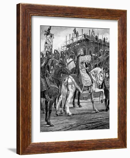 Edward the Confessor Watching the Building of Westminster Abbey, C1050-Richard Caton Woodville II-Framed Giclee Print