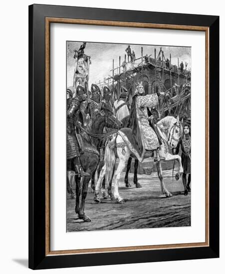 Edward the Confessor Watching the Building of Westminster Abbey, C1050-Richard Caton Woodville II-Framed Giclee Print