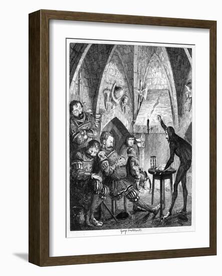 Edward Underhill the Hot Gospeller Preaching to the Giants in the By-Ward or Gate Tower, 1840-George Cruikshank-Framed Giclee Print