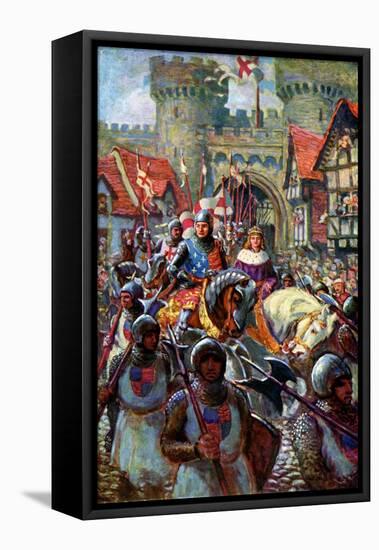 Edward V Rides into London with Duke Richard, 1483-CI De Lacy-Framed Premier Image Canvas