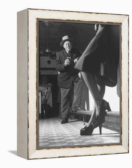 Edward Van Duyne, 105 Years Old, Enjoying a Beer and a Pretty Lady-Tony Linck-Framed Premier Image Canvas