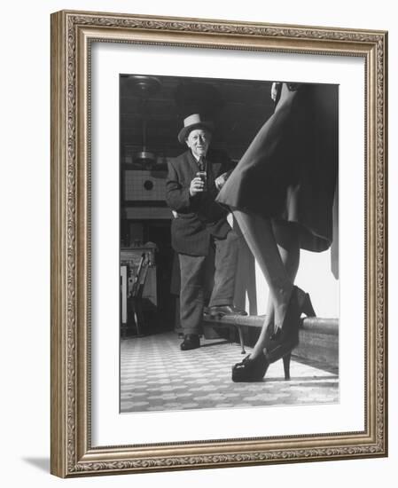 Edward Van Duyne, 105 Years Old, Enjoying a Beer and a Pretty Lady-Tony Linck-Framed Photographic Print