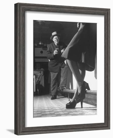 Edward Van Duyne, 105 Years Old, Enjoying a Beer and a Pretty Lady-Tony Linck-Framed Photographic Print