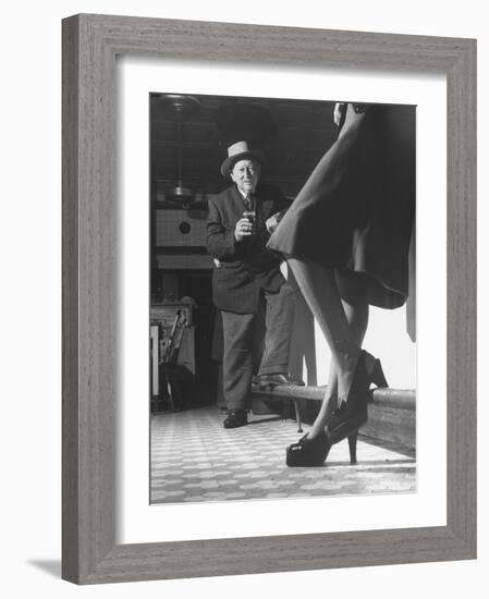 Edward Van Duyne, 105 Years Old, Enjoying a Beer and a Pretty Lady-Tony Linck-Framed Photographic Print