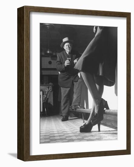 Edward Van Duyne, 105 Years Old, Enjoying a Beer and a Pretty Lady-Tony Linck-Framed Photographic Print