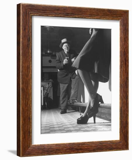 Edward Van Duyne, 105 Years Old, Enjoying a Beer and a Pretty Lady-Tony Linck-Framed Photographic Print