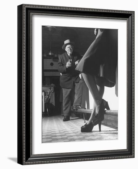 Edward Van Duyne, 105 Years Old, Enjoying a Beer and a Pretty Lady-Tony Linck-Framed Photographic Print