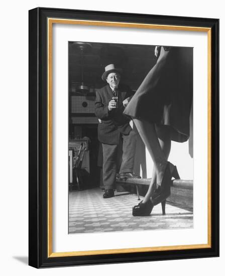 Edward Van Duyne, 105 Years Old, Enjoying a Beer and a Pretty Lady-Tony Linck-Framed Photographic Print