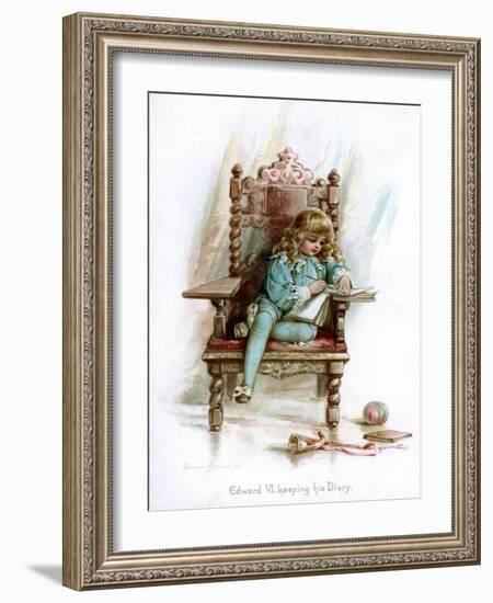 Edward VI, Keeping His Diary, 1897-Frances Brundage-Framed Giclee Print