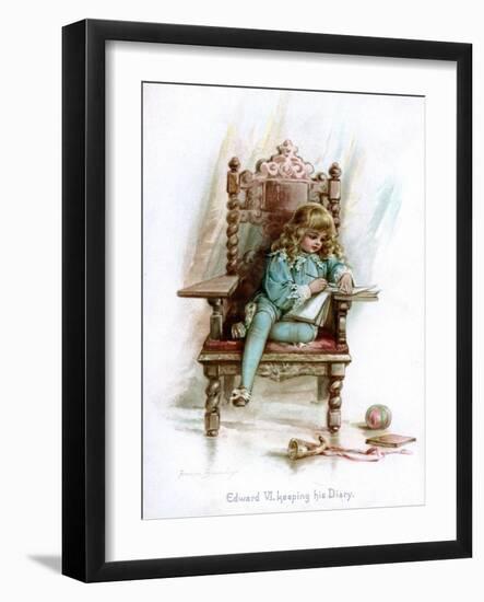 Edward VI, Keeping His Diary, 1897-Frances Brundage-Framed Giclee Print