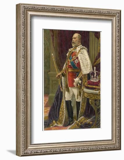 Edward VII British Royalty in His Coronation Robes-null-Framed Photographic Print