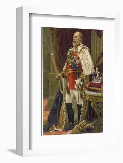 Edward VII British Royalty in His Coronation Robes-null-Framed Photographic Print