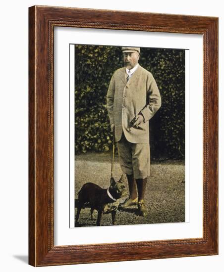 Edward VII Stands Regally with His French Bulldog-null-Framed Photographic Print