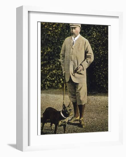 Edward VII Stands Regally with His French Bulldog-null-Framed Photographic Print