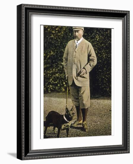 Edward VII Stands Regally with His French Bulldog-null-Framed Photographic Print