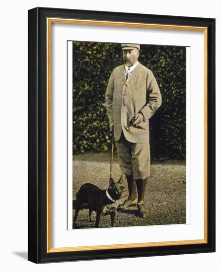 Edward VII Stands Regally with His French Bulldog-null-Framed Photographic Print