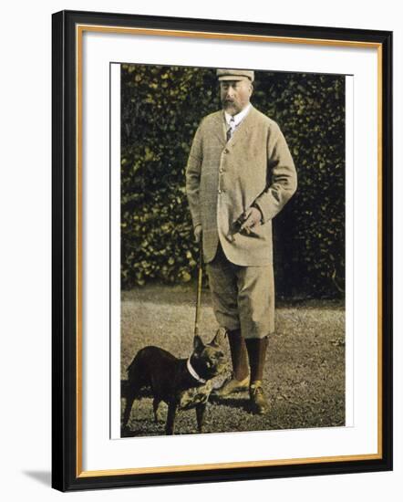 Edward VII Stands Regally with His French Bulldog-null-Framed Photographic Print