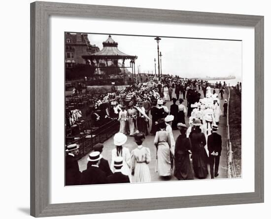 Edwardian Ladies and Gentleman Walk up and Down the Promenade, 1905-null-Framed Photographic Print