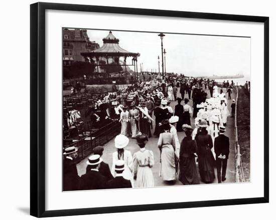 Edwardian Ladies and Gentleman Walk up and Down the Promenade, 1905-null-Framed Photographic Print