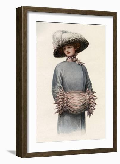 Edwardian Lady with Muff Designed by Mrs Ralston-null-Framed Art Print