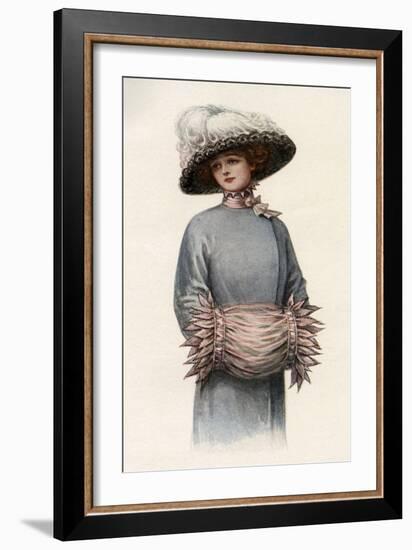 Edwardian Lady with Muff Designed by Mrs Ralston-null-Framed Art Print