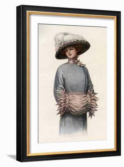 Edwardian Lady with Muff Designed by Mrs Ralston-null-Framed Art Print