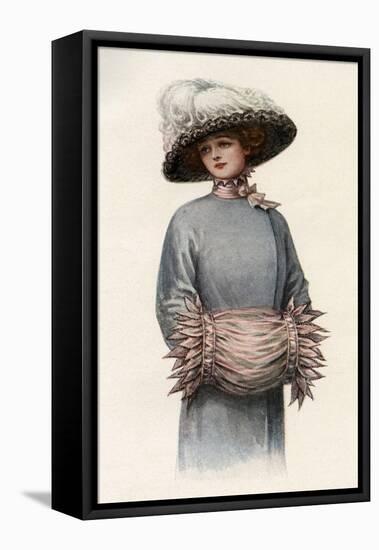 Edwardian Lady with Muff Designed by Mrs Ralston-null-Framed Stretched Canvas