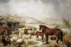 The Farmyard in Winter-Edwin Frederick Holt-Mounted Giclee Print