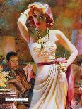 She Wouldn't Believe Him - Saturday Evening Post "Leading Ladies", October 1, 1955 pg.29-Edwin Georgi-Framed Giclee Print