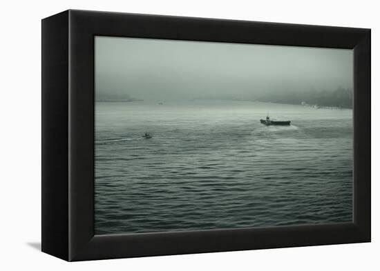 Eerie Look at Boats on the Hudson River in NYC-null-Framed Stretched Canvas