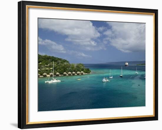 Efate Island Port Vila, Aerial View of Vila Bay and Iririki Island, Vanuatu-Walter Bibikow-Framed Photographic Print