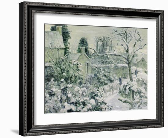 Effect of Snow with Cows at Montfoucault, 1874-Camille Pissarro-Framed Giclee Print