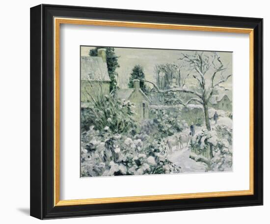 Effect of Snow with Cows at Montfoucault, 1874-Camille Pissarro-Framed Giclee Print