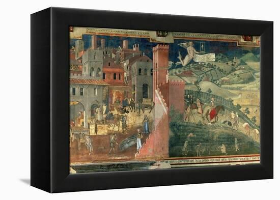 Effects of Good Government, c.1338-Ambrogio Lorenzetti-Framed Premier Image Canvas