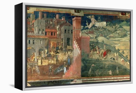 Effects of Good Government, c.1338-Ambrogio Lorenzetti-Framed Premier Image Canvas